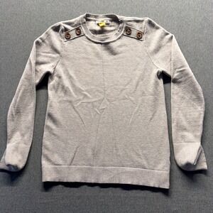 Pink Clover Womens Crew Neck Button Shoulder Sweater Oatmeal Beige Size M